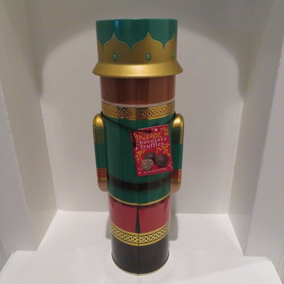 Christmas Green Nutcracker Tin Can Silver Crane Co Keepsake Gift Empty Container - Picture 6 of 14